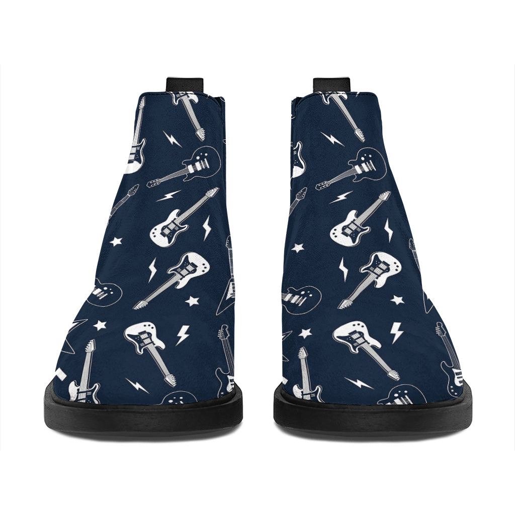 Electric Guitar Pattern Print Flat Ankle Boots