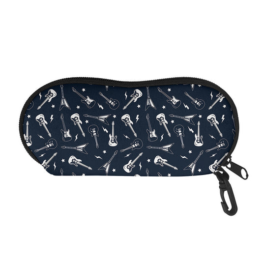 Electric Guitar Pattern Print Glasses Case