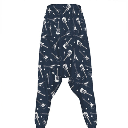 Electric Guitar Pattern Print Hammer Pants
