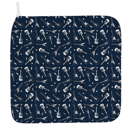 Electric Guitar Pattern Print Hand Towel
