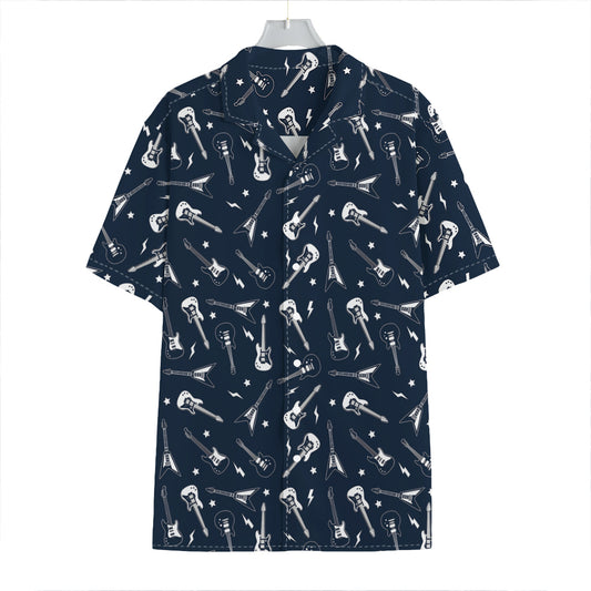 Electric Guitar Pattern Print Hawaiian Shirt