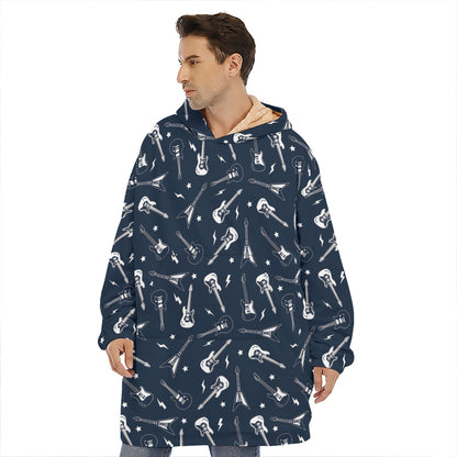Electric Guitar Pattern Print Hoodie Blanket