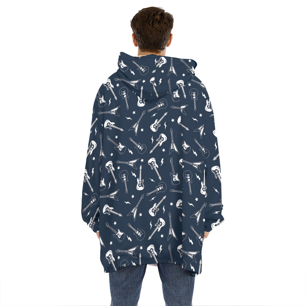 Electric Guitar Pattern Print Hoodie Blanket