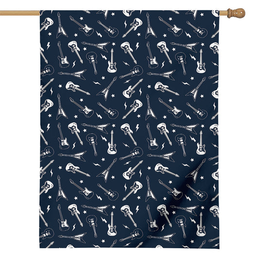 Electric Guitar Pattern Print House Flag