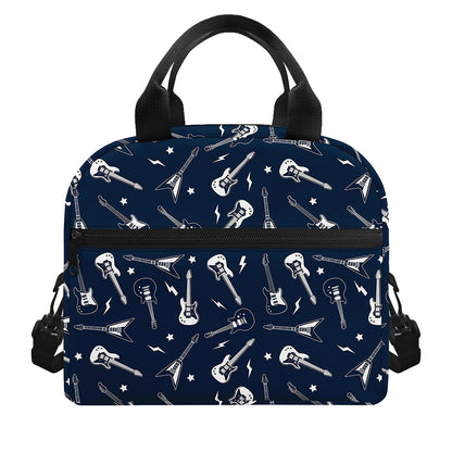 Electric Guitar Pattern Print Insulated Lunch Bag