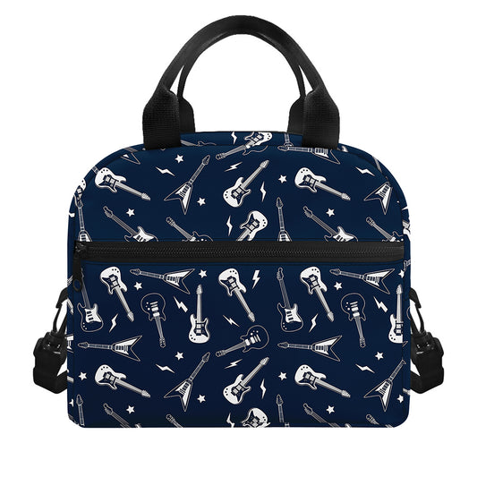 Electric Guitar Pattern Print Insulated Lunch Bag