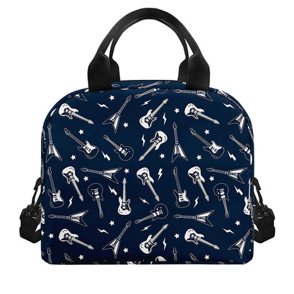Electric Guitar Pattern Print Insulated Lunch Bag