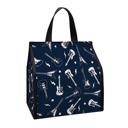 Electric Guitar Pattern Print Insulated Lunch Tote