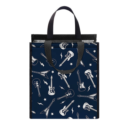 Electric Guitar Pattern Print Insulated Lunch Tote
