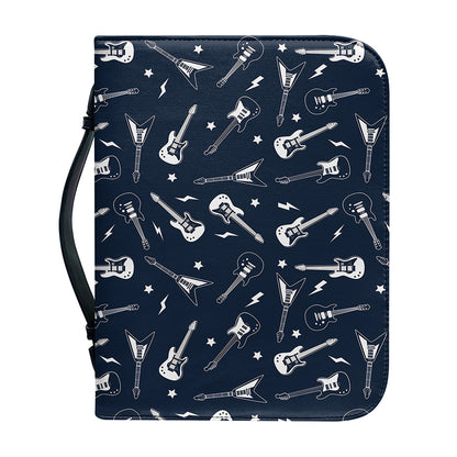 Electric Guitar Pattern Print Leather Bible Cover