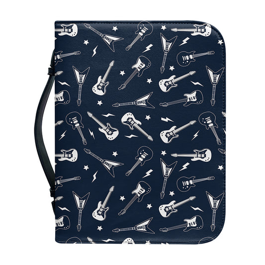 Electric Guitar Pattern Print Leather Bible Cover