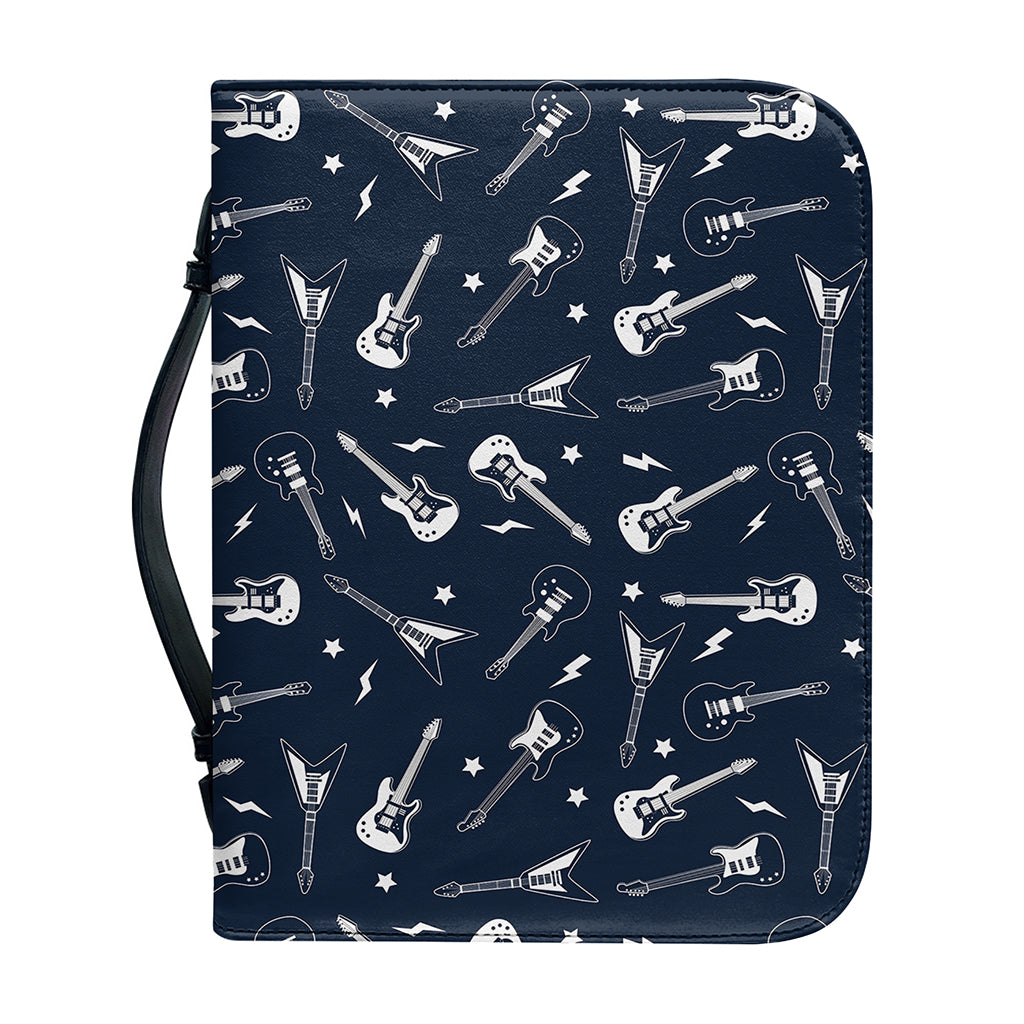 Electric Guitar Pattern Print Leather Bible Cover