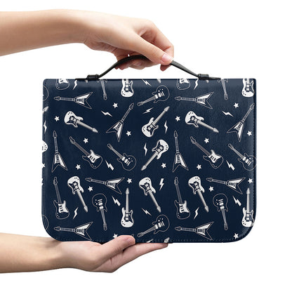 Electric Guitar Pattern Print Leather Bible Cover