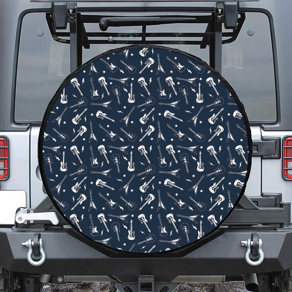 Electric Guitar Pattern Print Leather Spare Tire Cover