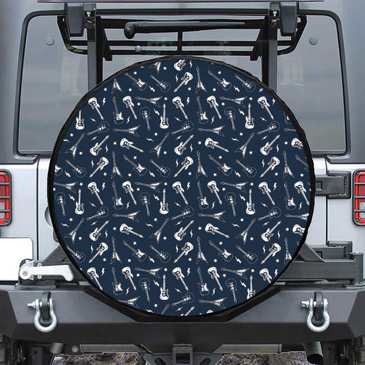 Electric Guitar Pattern Print Leather Spare Tire Cover