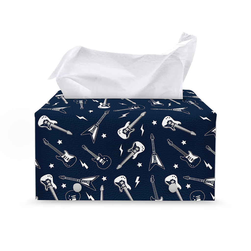 Electric Guitar Pattern Print Leather Tissue Box Cover