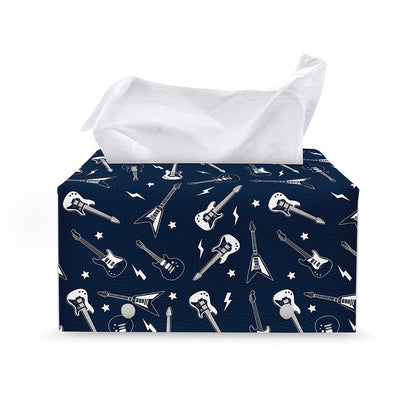 Electric Guitar Pattern Print Leather Tissue Box Cover
