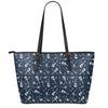 Electric Guitar Pattern Print Leather Tote Bag