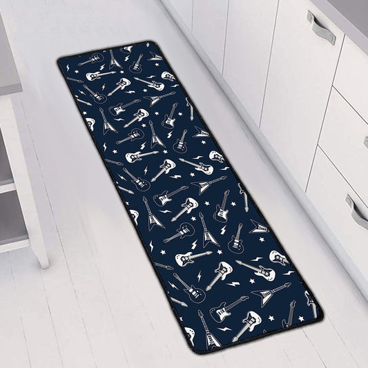Electric Guitar Pattern Print Long Kitchen Mat