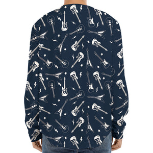 Electric Guitar Pattern Print Long Sleeve Baseball Jersey