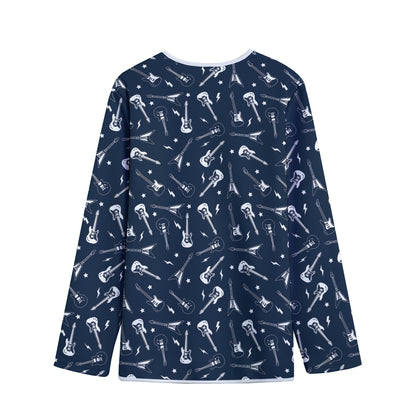 Electric Guitar Pattern Print Long Sleeve Short Coat