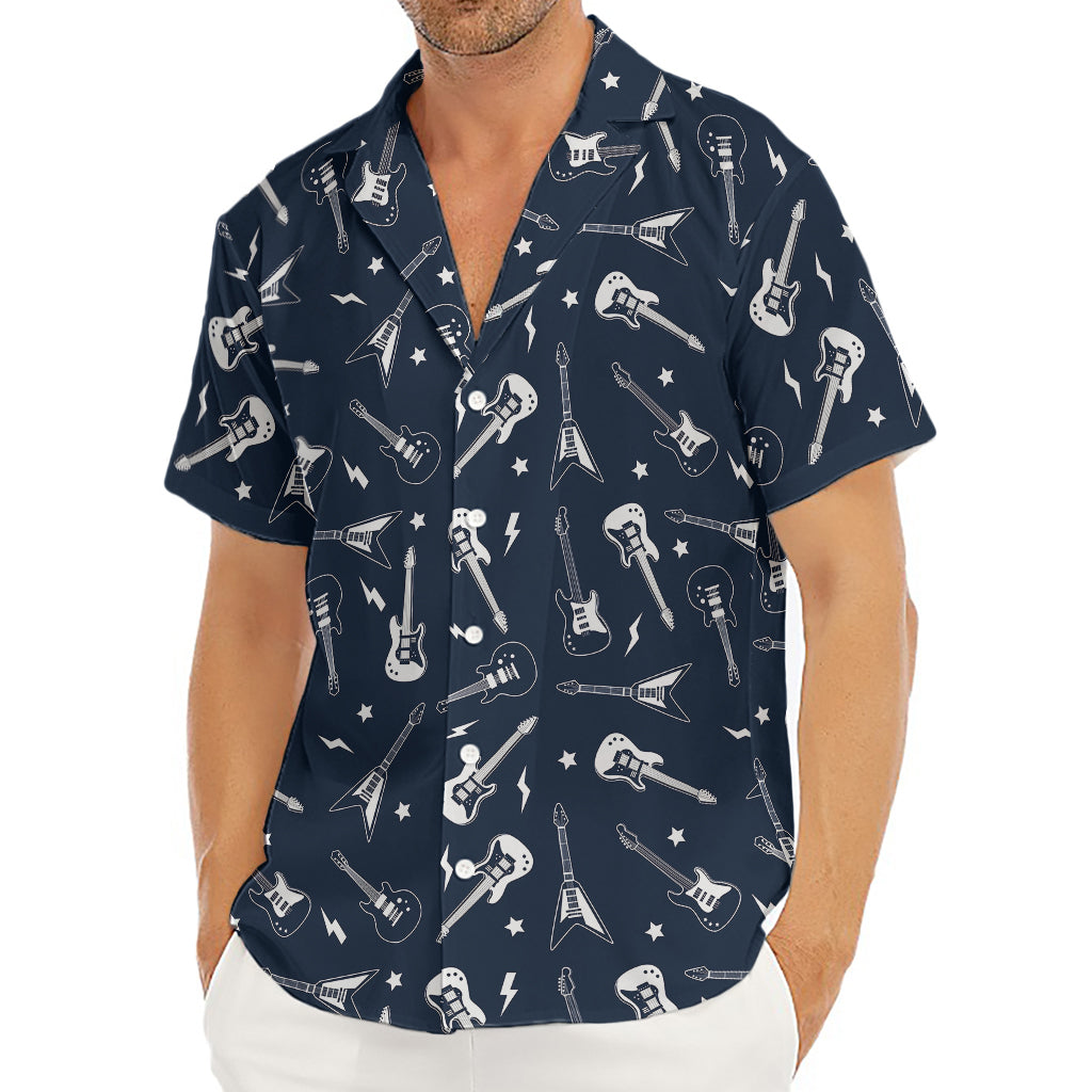 Electric Guitar Pattern Print Men's Deep V-Neck Shirt