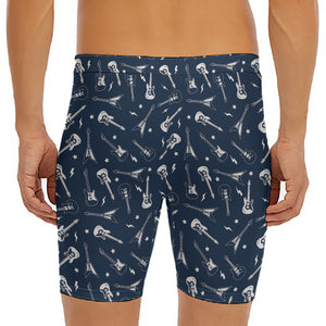 Electric Guitar Pattern Print Men's Long Boxer Briefs