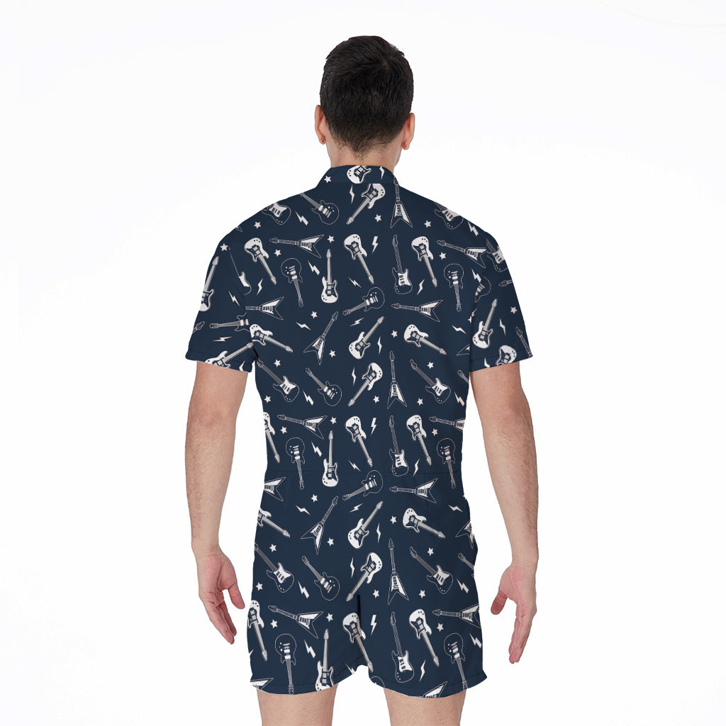 Electric Guitar Pattern Print Men's Rompers