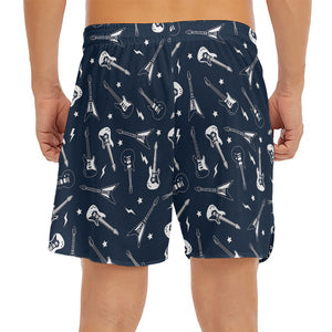 Electric Guitar Pattern Print Men's Split Running Shorts