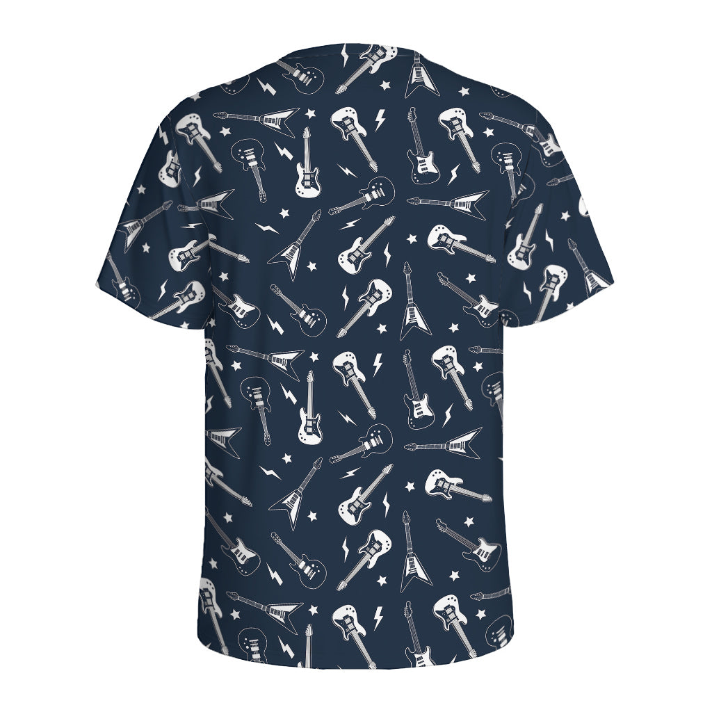Electric Guitar Pattern Print Men's Sports T-Shirt