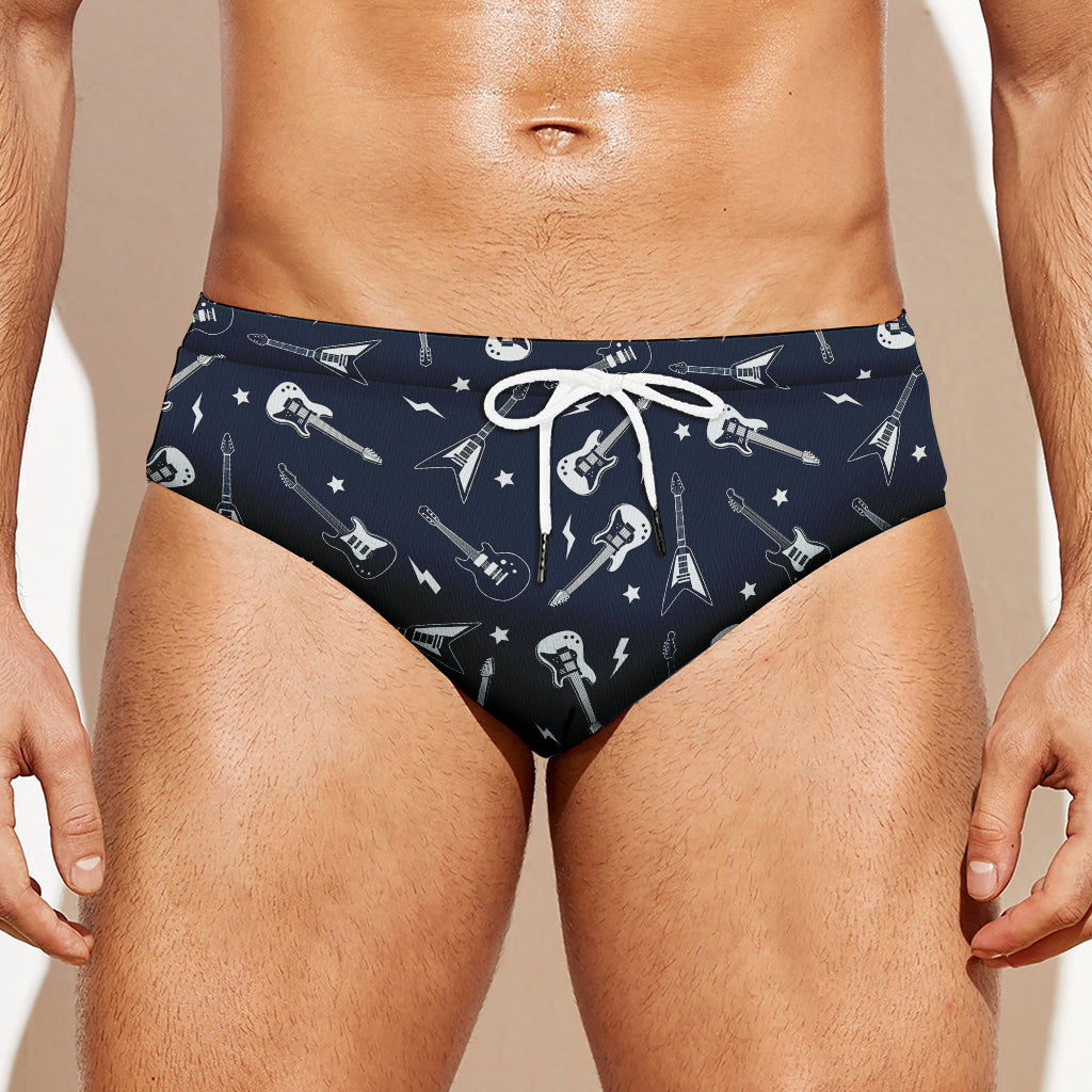 Electric Guitar Pattern Print Men's Swim Briefs