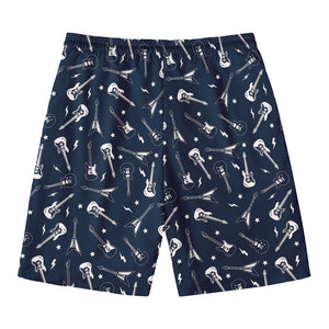 Electric Guitar Pattern Print Men's Swim Trunks