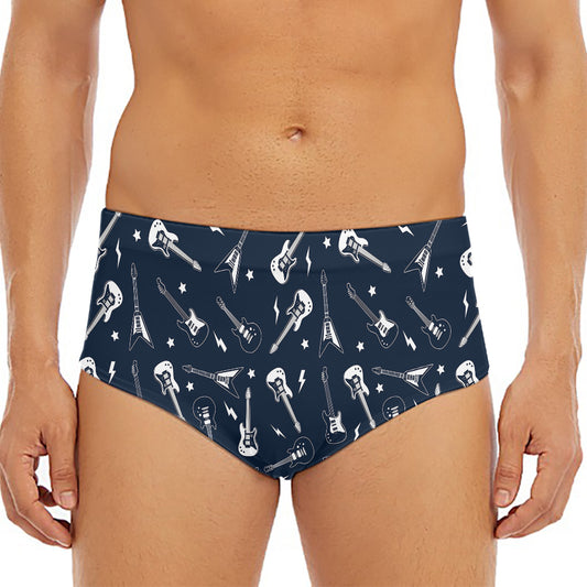 Electric Guitar Pattern Print Men's Triangle Swim Briefs