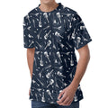 Electric Guitar Pattern Print Men's Velvet T-Shirt