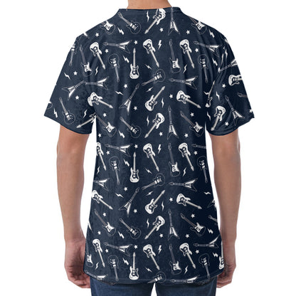 Electric Guitar Pattern Print Men's Velvet T-Shirt