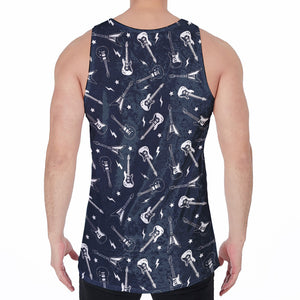 Electric Guitar Pattern Print Men's Velvet Tank Top