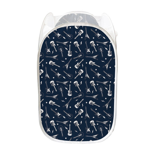 Electric Guitar Pattern Print Mesh Laundry Hamper