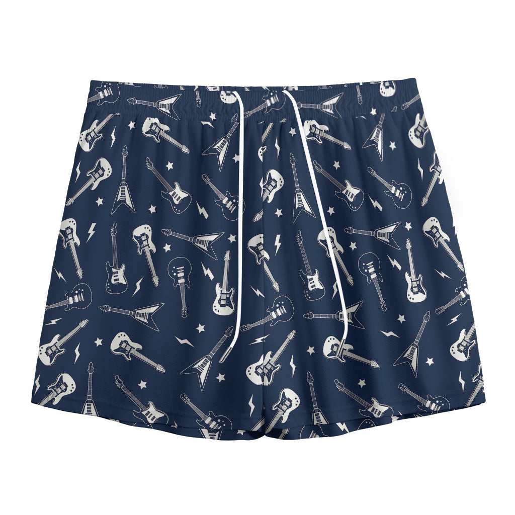 Electric Guitar Pattern Print Mesh Shorts