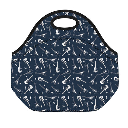 Electric Guitar Pattern Print Neoprene Lunch Bag