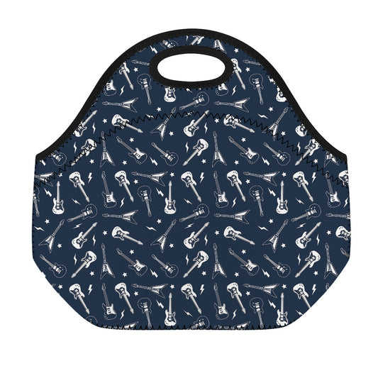 Electric Guitar Pattern Print Neoprene Lunch Bag