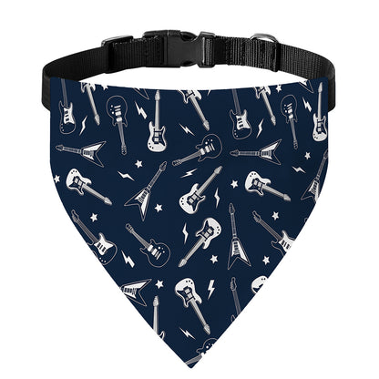 Electric Guitar Pattern Print Over The Collar Dog Bandana