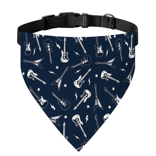 Electric Guitar Pattern Print Over The Collar Dog Bandana