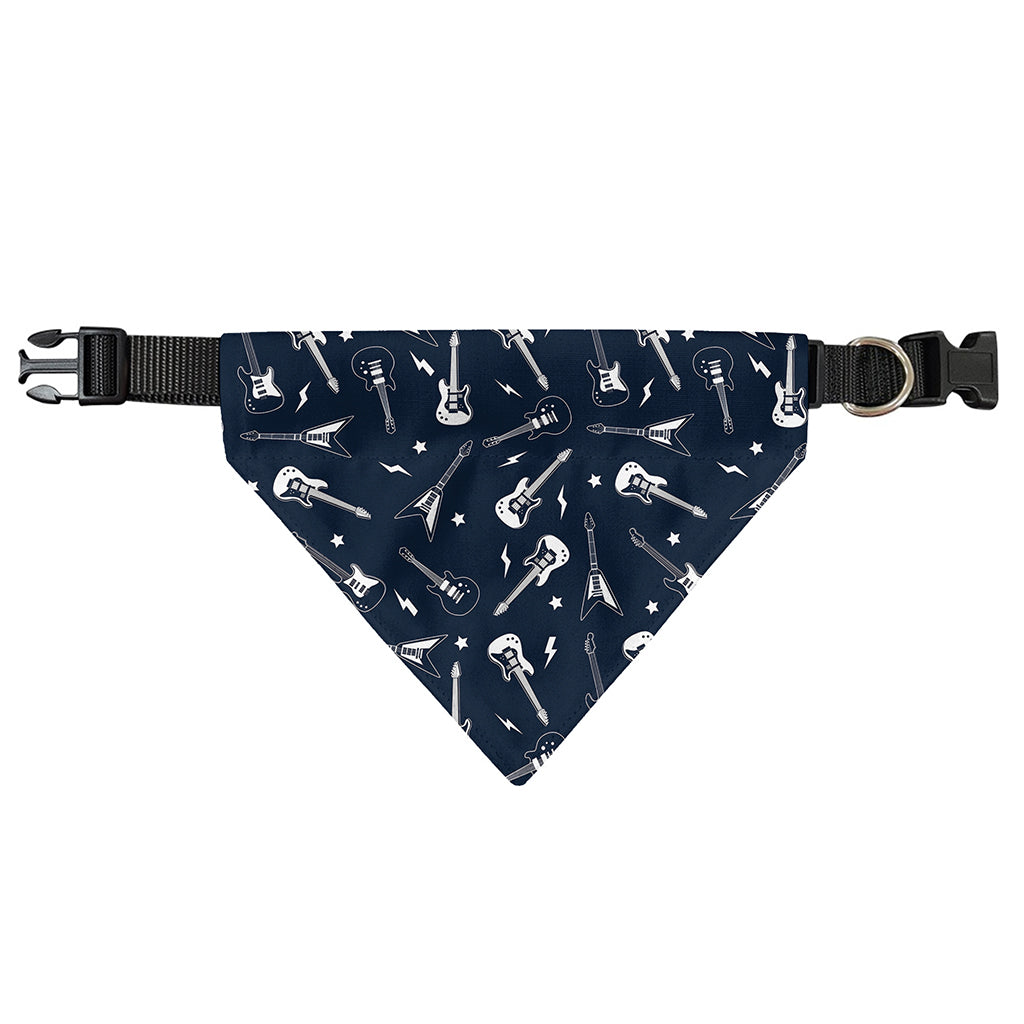 Electric Guitar Pattern Print Over The Collar Dog Bandana