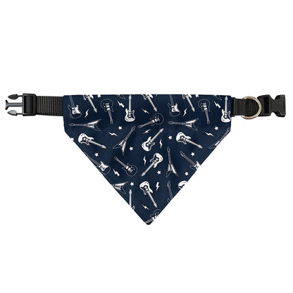 Electric Guitar Pattern Print Over The Collar Dog Bandana