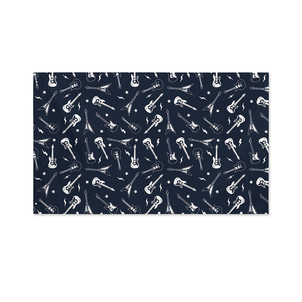 Electric Guitar Pattern Print Polyester Flag