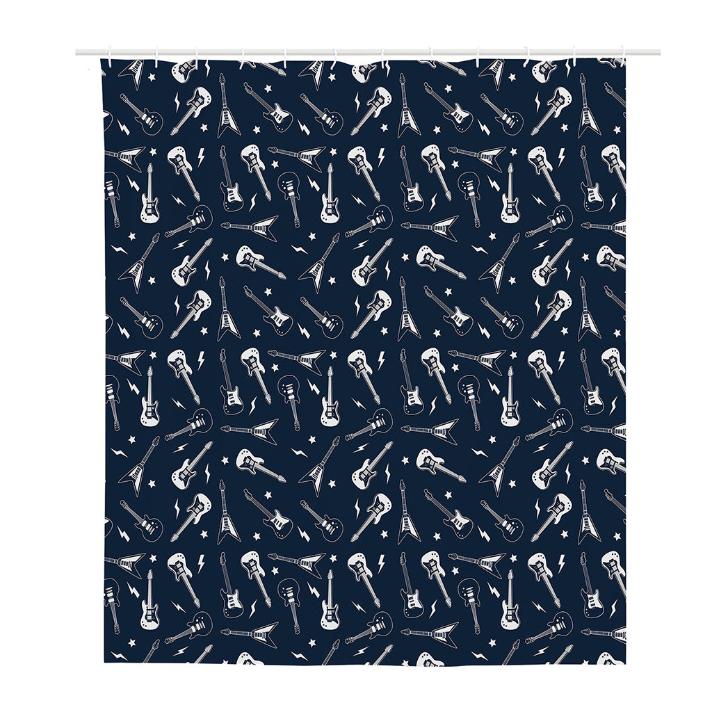 Electric Guitar Pattern Print Polyester Shower Curtain