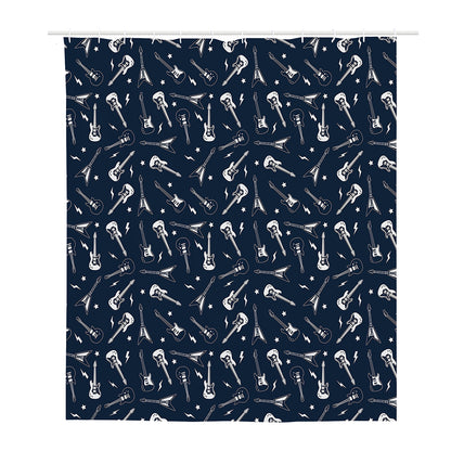 Electric Guitar Pattern Print Polyester Shower Curtain