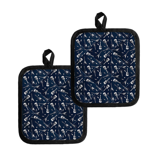 Electric Guitar Pattern Print Pot Holders