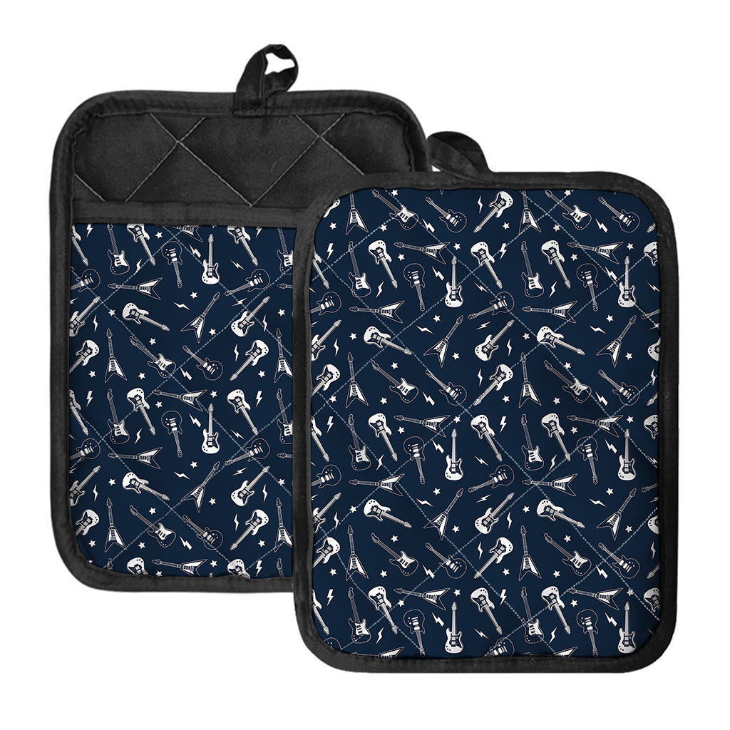 Electric Guitar Pattern Print Pot Holders With Pocket