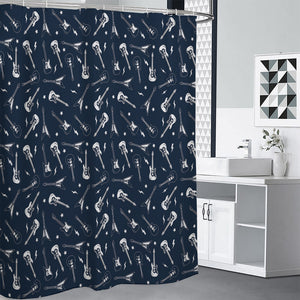 Electric Guitar Pattern Print Premium Shower Curtain